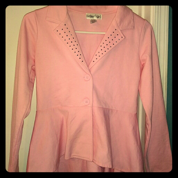Like new Pink blazer with rhinestone collar - Picture 1 of 5